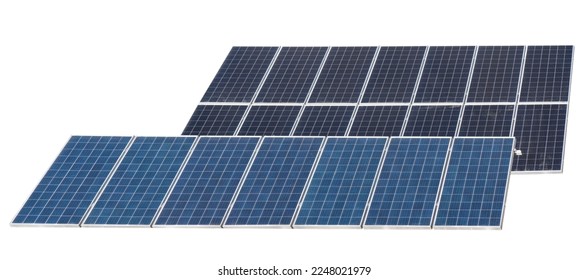 Blue Solar panel isolated on white background. Solar panels pattern for sustainable energy. Renewable solar energy. Alternative energy. - Powered by Shutterstock