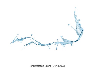  blue splashing water isolated on white background with clipping path