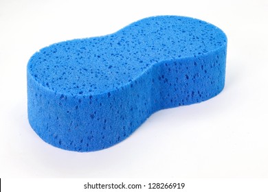 Blue Sponge Over White