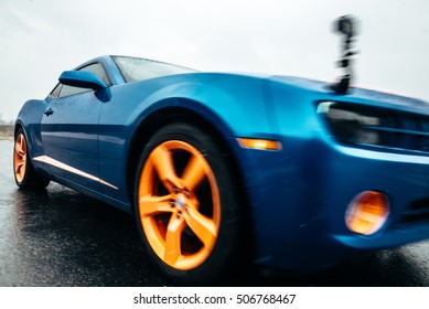 blue sport car