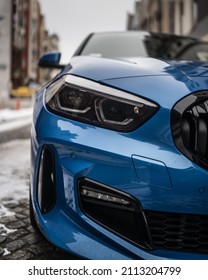 Blue Sport Car BMW In Old Town