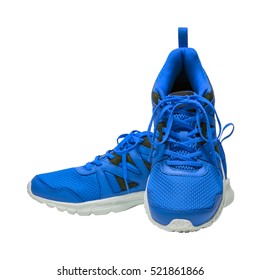 Blue Sport Running Shoes Isolated On White Background