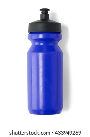 A Blue Sports Drink Water Bottle Isolated On A White Background