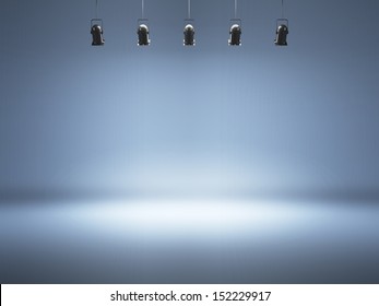 Blue Spotlight Background With Lamps