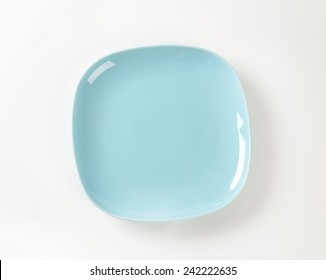 Blue Square Plate On White Background