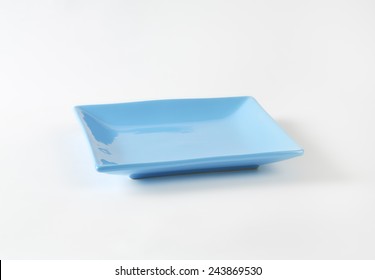 Blue Square Plate On White Background