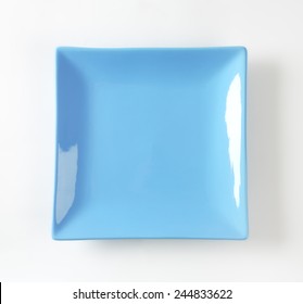 Blue Square Plate On White Background