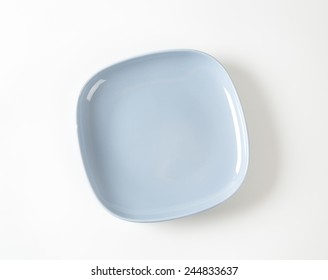 Blue Square Plate On White Background