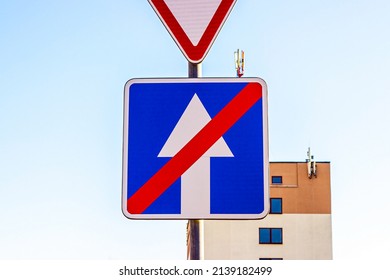 Blue Square Traffic Sign White Crossed Stock Photo 2139182499 ...