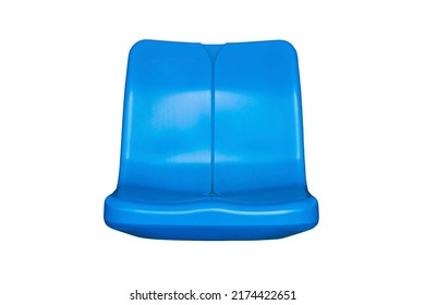 Blue Stadium Chairs Isolated On White Background With Clipping Path Included