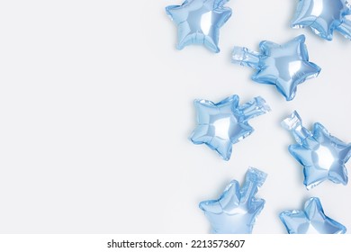 Blue Star Balloons With Copy Space. Baby Shower Concept.