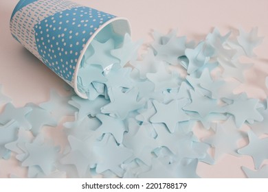 Blue Stars Confetti On White Background