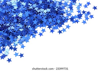 Blue Stars Confetti On White Background