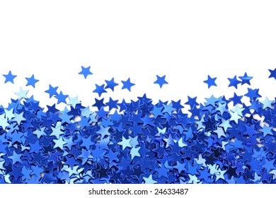 Blue Stars Confetti On White Background