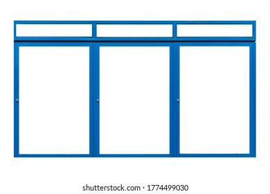 Blue Steel Frame Billboard Isolated On A White Background