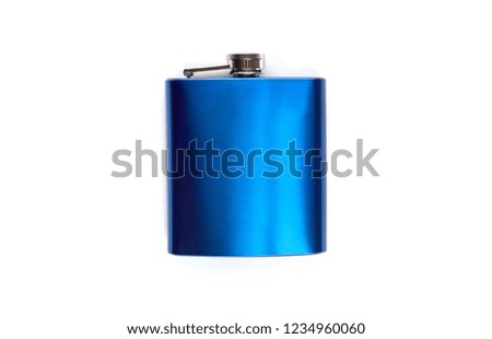 Blue Steel Liquor flask on white isolated background