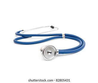 Blue Stethoscope Isolated On A White Background