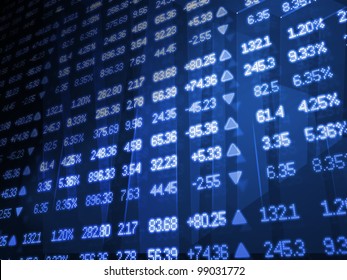 Blue stock market ticker board