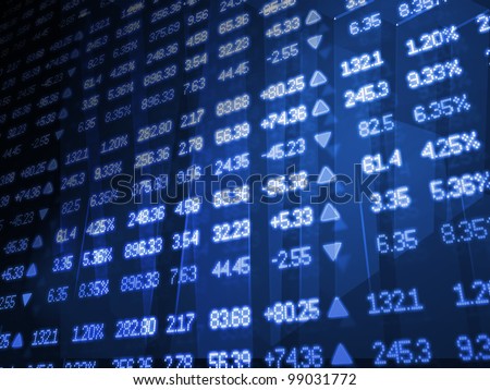 Blue stock market ticker board