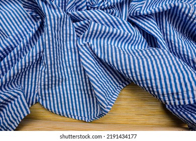 blue stripe pattern on linen fabric, tablecloth pattern background .Print and design consisting of stripes. - Shutterstock ID 2191434177