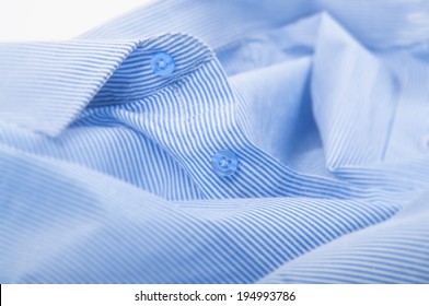 Blue Striped Button Down Shirt, Macro Shot