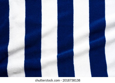 Blue Stripes Beach Towel  Mock Up Isolated On White Background, Flat Lay Top View Shot