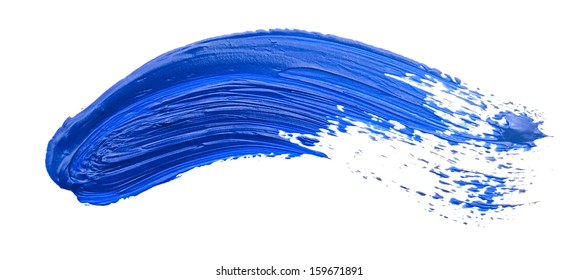 Blue Stroke Of The Paint Brush Isolated On White 