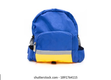 Blue Student School Bag On White Background