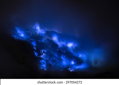 Blue Sulfur Flames, Kawah Ijen Volcano, East Java