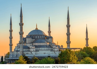 Blue or Sultan Ahmed mosque in center of Istanbul at sunset, Turkey - Powered by Shutterstock