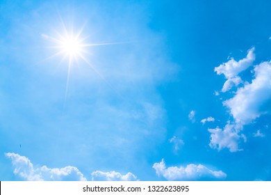 The blue summer sky with white fluffy clouds. Photo from window on the airplane. - Shutterstock ID 1322623895
