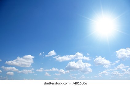 Blue Sunny Sky With Small Clouds