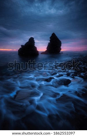 Similar – Beautiful scenery of the coast in the ocean at night