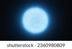 Blue supergiant star on a black background. A large and unstable blue star in space. Alien sun isolated.