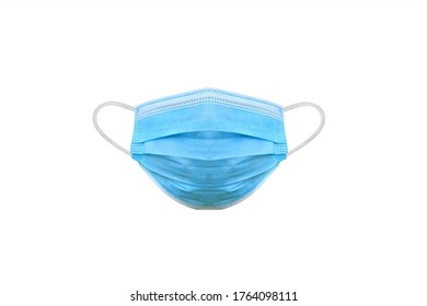 Blue surgical face mask and shield with plain background - Shutterstock ID 1764098111