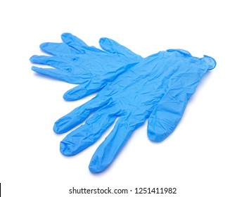 Blue Surgical Glove Isolated On White Background