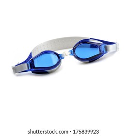 Blue Swim Goggles Isolated On White