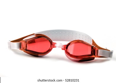 Blue Swim Goggles Isolated On White