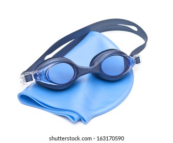 Blue Swimming Cap And Goggles