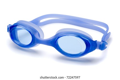 Blue Swimming Goggles Isolated On White