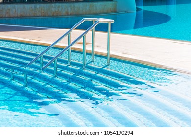 Blue Swimming Pool With Stair At Luxery Hotel