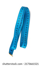 Blue Tape Measure Diet Concept Isolated On The White