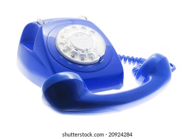 Blue Telephone On Isolated White Background Stock Photo 20924284 