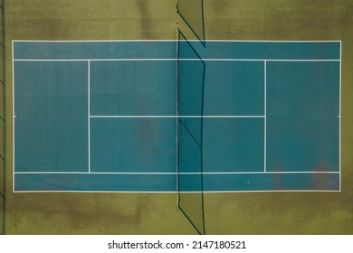 A Blue Tennis Court From Above