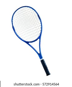 Blue Tennis Racket Isolated White Background