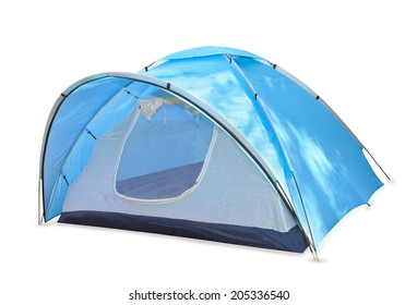 Blue Tent Isolated Over White