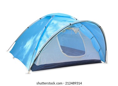 Blue Tent Isolated Over White