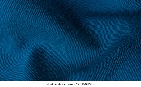 blue textile cloth background abstract with soft waves. close up drapery background with softness mood and tone. 