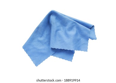 Blue Textile Handkerchief Folded On White Background