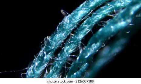 Blue Thread Under Optical Microscope